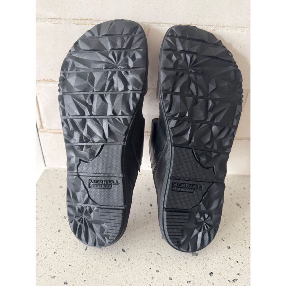 Merrell Around Town Black Leather Two-Strap Slide Sandal Casual Comfortable Sz 9 - Picture 8 of 12